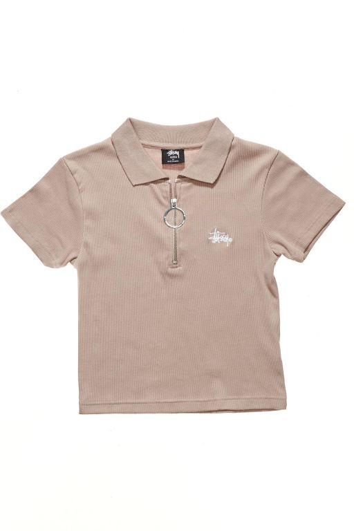 Stussy Womens Monterey Rib Polo Shirts Brown - LMOTW6850